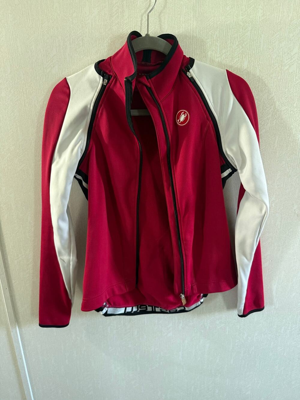 Castelli Women's Convertible Cycling Jacket Vest Zip Off Sleeves Red M